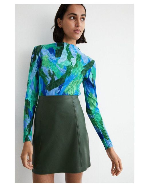 Warehouse Green Seam Detail Pelmet Skirt