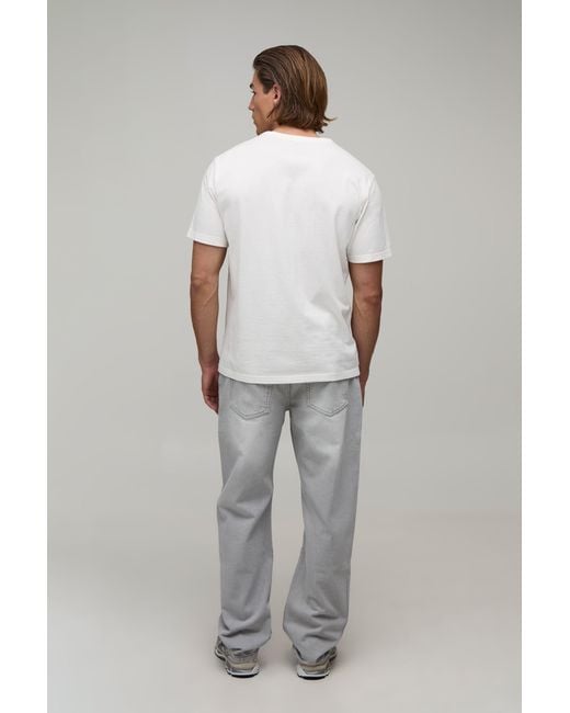 BoohooMAN Gray Essential Straight Fit Jeans for men