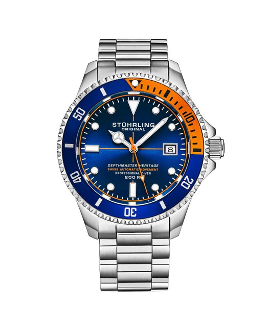 Stuhrling Blue And Swiss Automatic Depthmaster Heritage 42Mm Diver for men