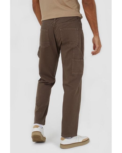 Brave Soul Brown Cotton Slim Leg Carpenter Style Trousers for men