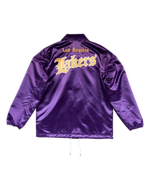 Mitchell & Ness Purple Los Angeles Lakers Nba Old English Faded Satin Jacket for men