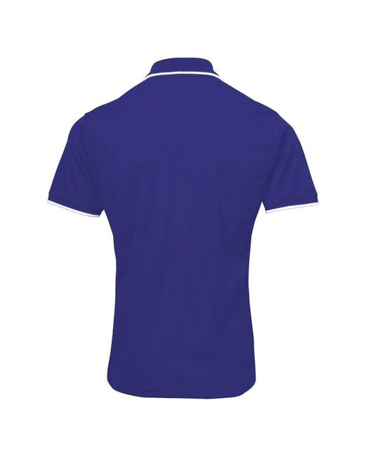 PREMIER Blue Contrast Coolchecker Polo Shirt (Royal/ for men