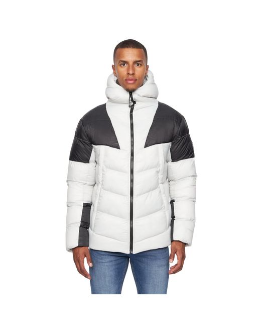Duck and Cover Blue Raymax Contrast Panel Padded Jacket (Putty/ for men