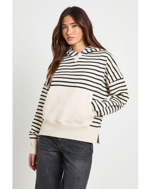 Boohoo Natural Stripe Oversized Hoodie