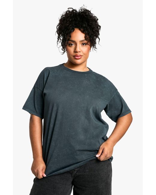 Boohoo Multicolor Plus Washed Oversized T-Shirt Cotton