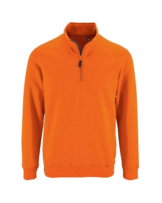 Sol's Stan Contrast Zip Neck Sweatshirt (oranje) in het Orange voor heren