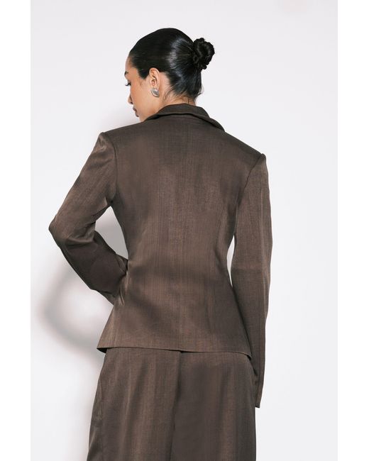 Boohoo Brown Cinched Ruched Waist Blazer