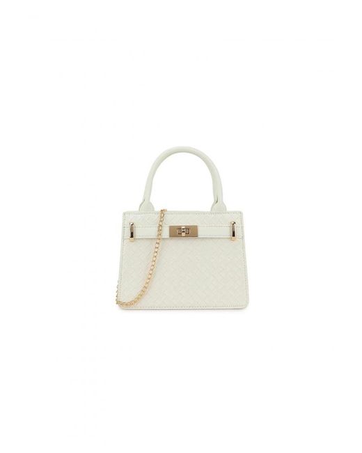 Where's That From White 'Classic' Small Bag With Twist Lock And Croc-Effect