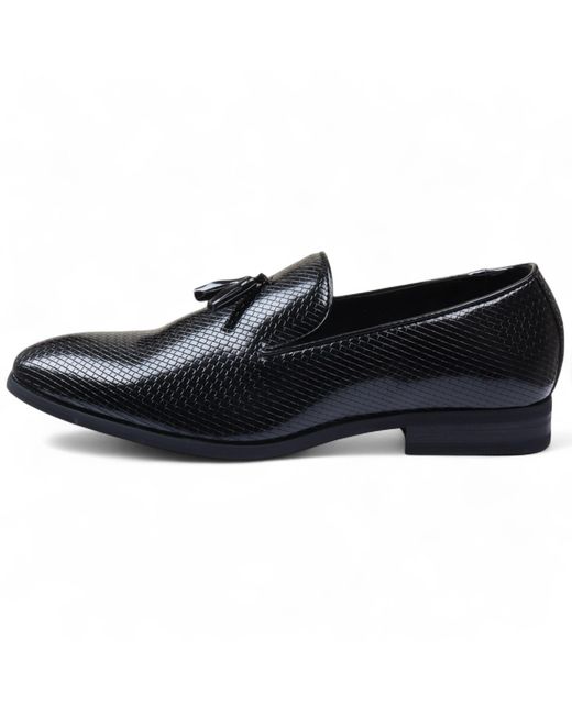 Infinity Leather Black Formal Tassel Loafers Slip-On Shoes Faux Leather for men