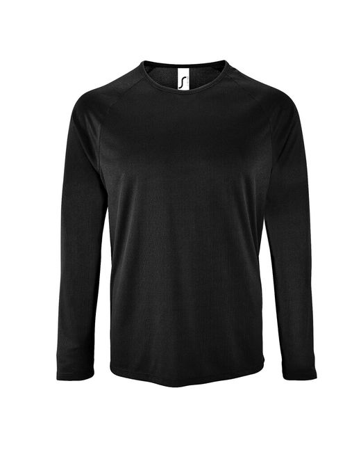 Sol's Black Sporty Long Sleeve Performance T-Shirt for men