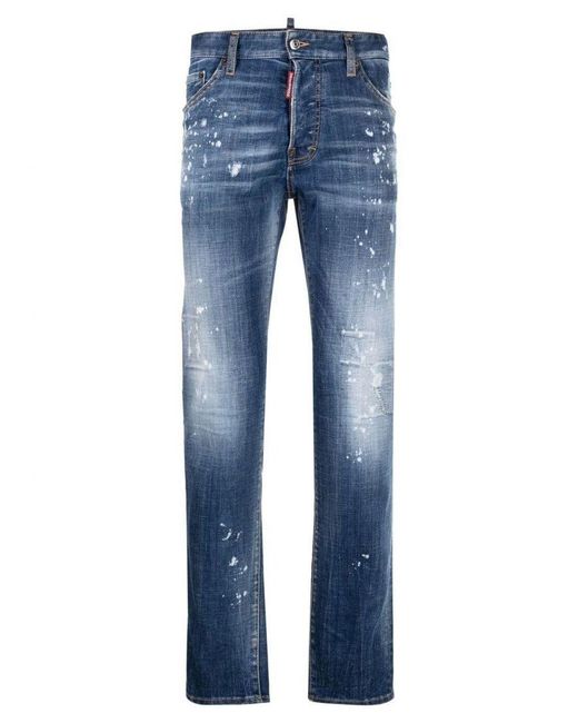 DSquared² Blue Bleached Spots Wash Cool Guy Jeans for men