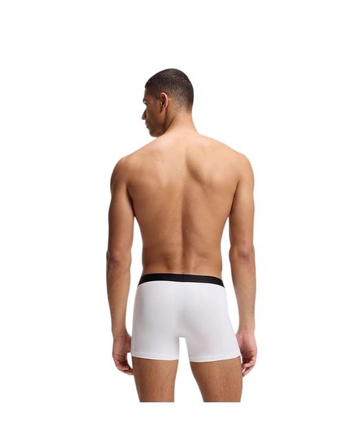 Boss White Polycotton Boxer Briefs (Pack Of 3) for men