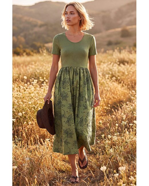 Roman Green Floral Print Pocket Midi Dress