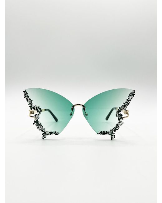 SVNX Blue Butterfly Lens With Crystal Detail