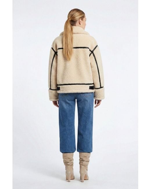 Elle Blue Delia Cropped Faux-Shearling Aviator Jacket