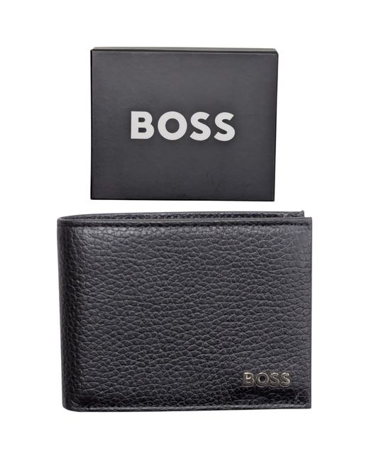 Boss Gray Wallet Genuine Leather Crosstown Trifold Credit Cardholder Gift for men