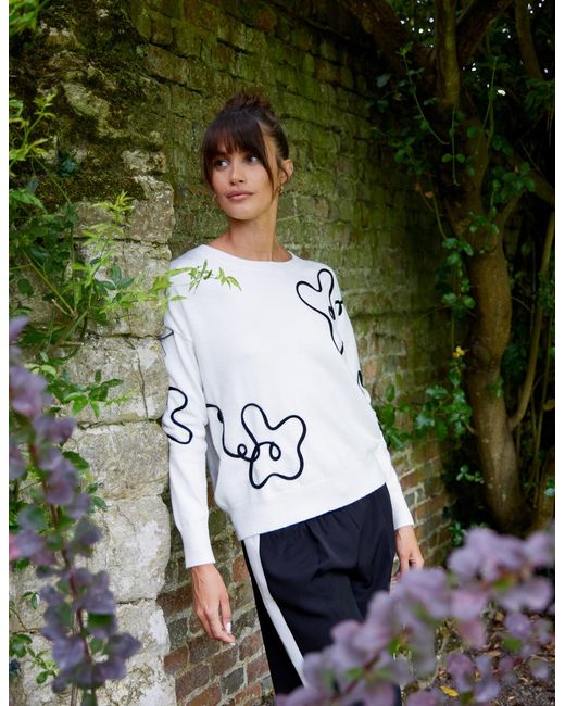 Blue Vanilla Green Floral Pattern Sweater