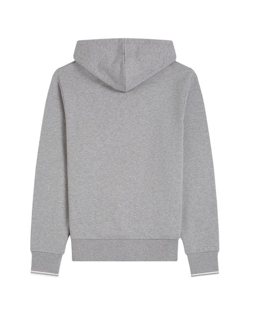 Fred Perry Gray Tipped Marl Hoodie Cotton for men