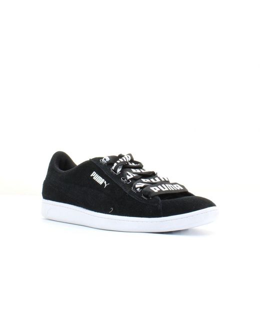 PUMA Black Vikky Ribbon Leather Lace Up Trainers 365312 01