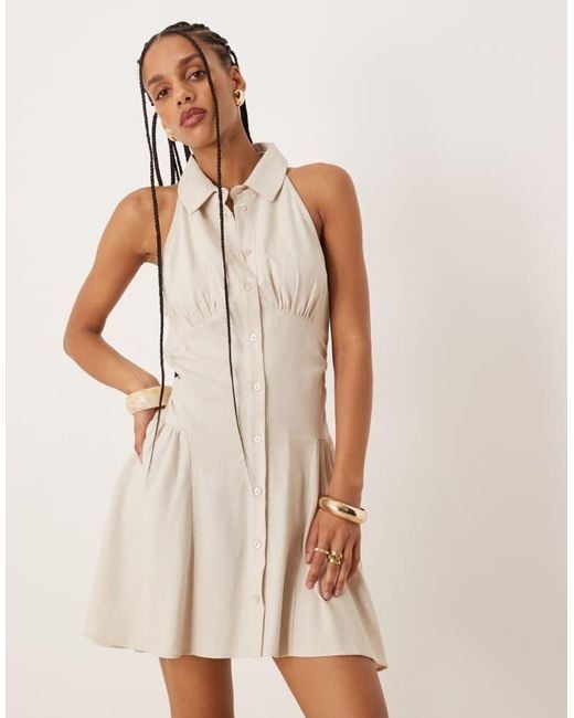 ASOS Natural Sleeveless Shirt Mini Dress