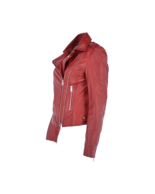 Ashwood Leather Red 'Ciara' Real Biker Jacket