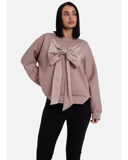 Gini London Pink Bow Front Oversized Jumper Top