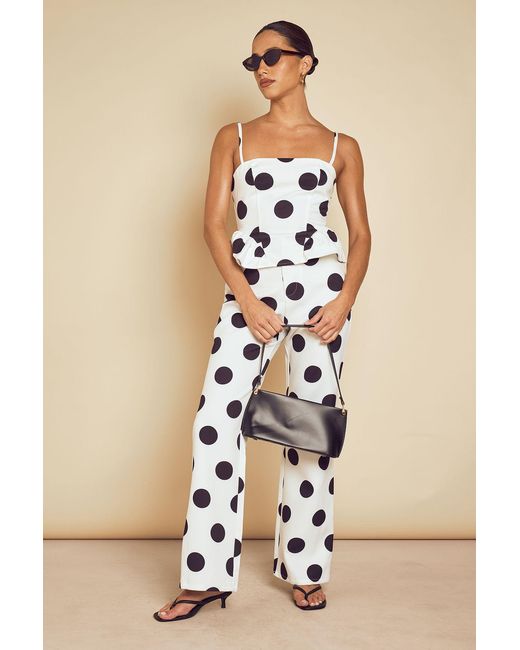 MissPap Natural Tailored Polka Dot Straight Leg Trouser