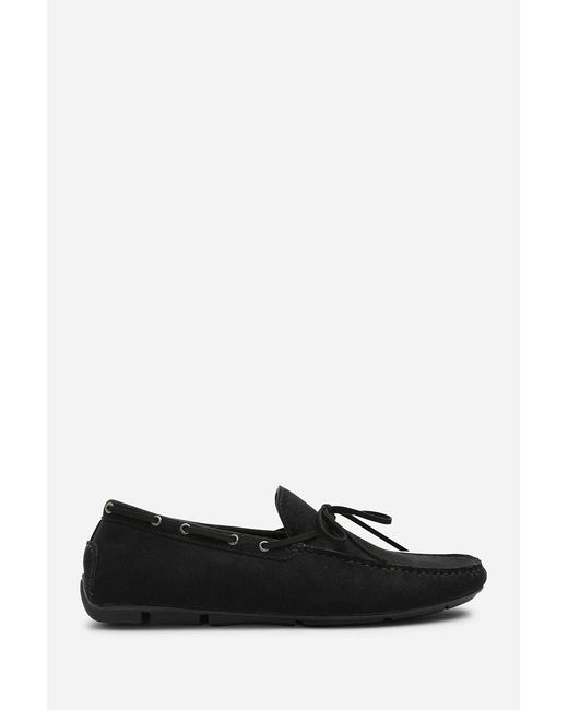 Where's That From Black Carter Suede Slip On Lace Detail Loafer