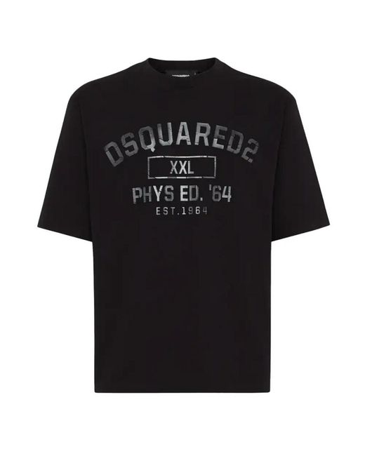DSquared² Phys Ed Logo T-Shirt in het Black voor heren