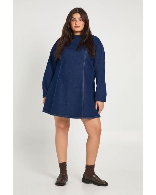 Boohoo Blue Plus Denim Shift Dress
