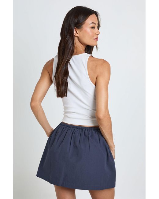 Boohoo Blue Tall Cotton Poplin Button Front Mini Skirt