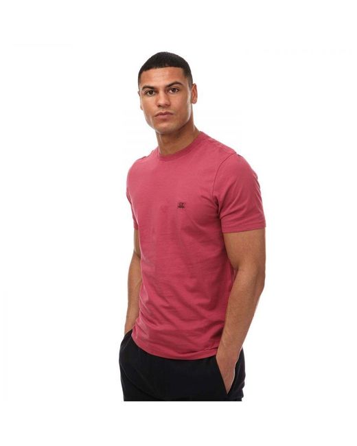 C P Company T-shirt 30/1 Jersey Logo In Roze in het Red voor heren