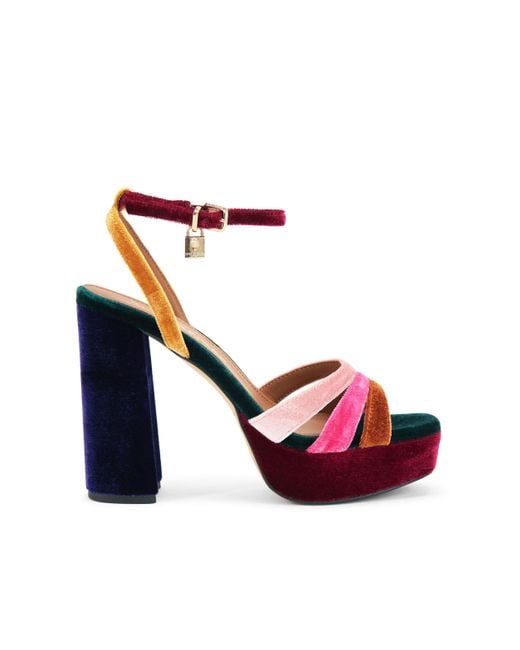 Kurt Geiger Multicolor Velvet Brixton Platform Sandals