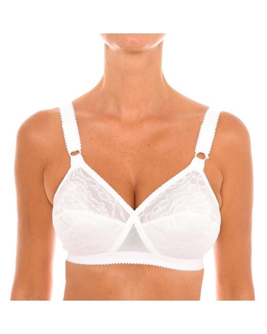 Playtex White P0165 Non-Wired And Non-Padded Lace Bra For Natural Bust Support