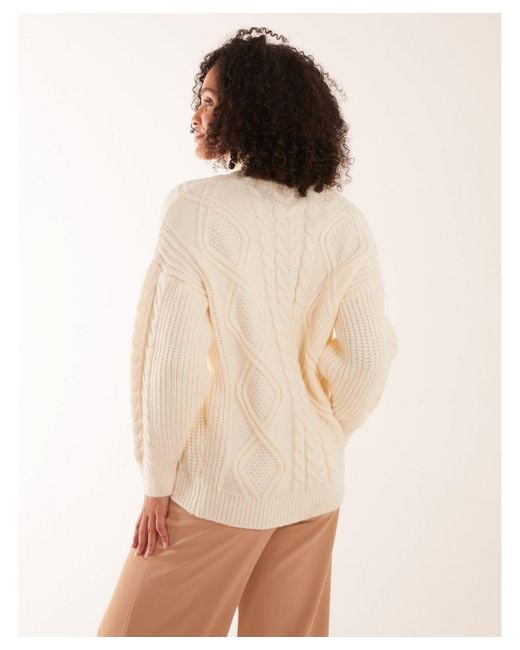 Blue Vanilla Natural Vanilla Cable Knit Roll Neck Jumper