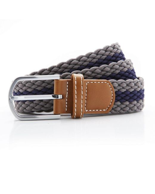 Asquith & Fox Blue Two Colour Stripe Braid Stretch Belt (Slate/) for men