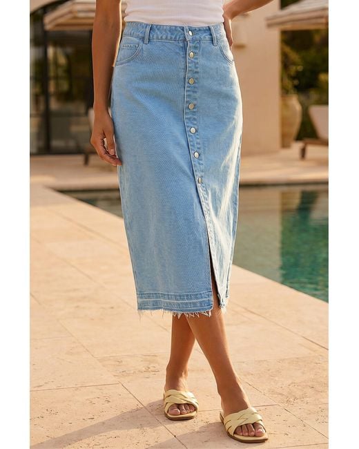 D.u.s.k Green Denim Button Skirt