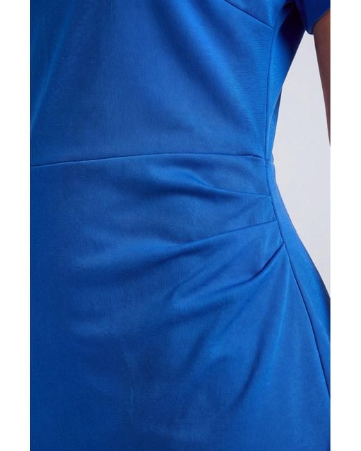 PRINCIPLES Blue Slash Neck Ponte Midi Dress