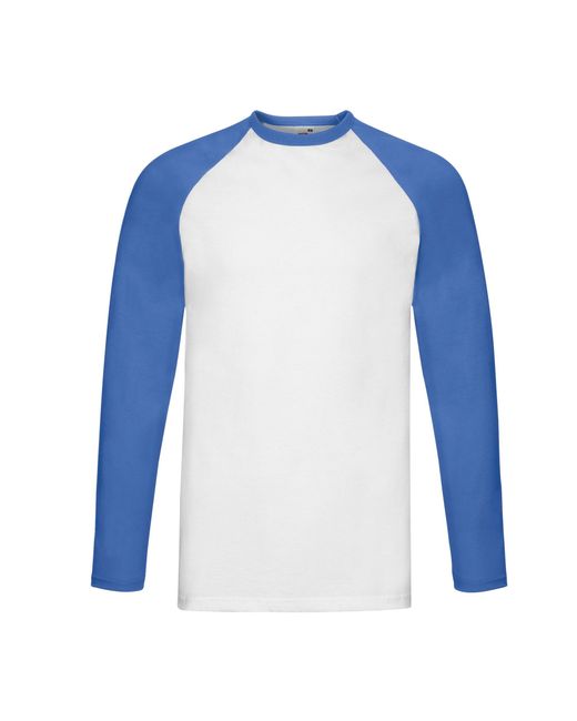 Fruit Of The Loom Contrast Honkbal T-shirt Met Lange Mouwen (wit/royaal Blauw) in het Blue voor heren