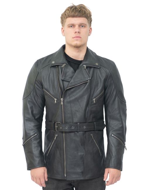 Infinity Leather Gray Cross Zip Ce Armour Biker Jacket for men
