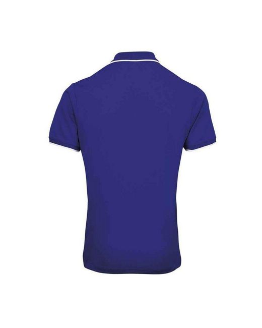 PREMIER Blue Coolchecker Contrast Pique Polo Shirt (Royal/ for men