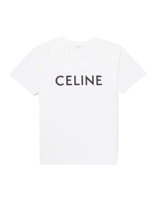 Céline Celine T-shirt Van Katoenjersey Met Logoprint Wit in het White voor heren