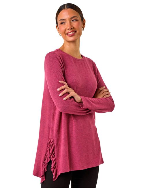 Roman Red Soft Touch Side Ruffle Top