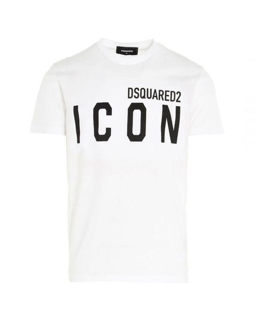 DSquared² White Icon Print T-Shirt Cotton for men