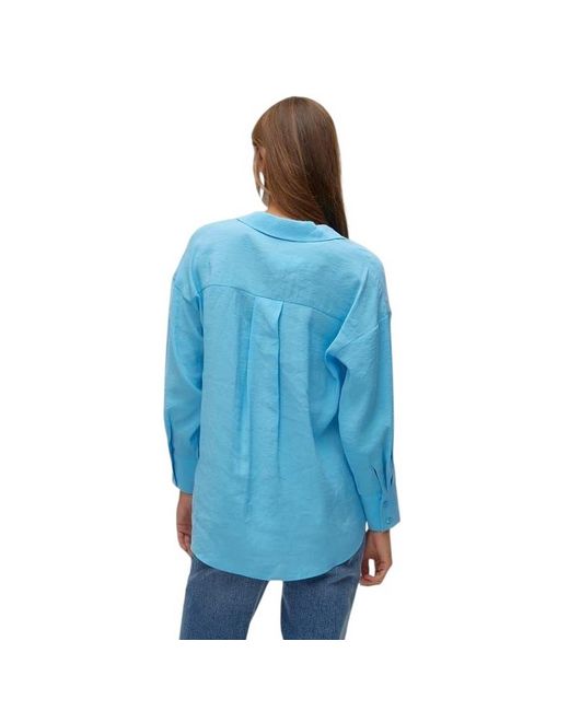 Vero Moda Blue Ladies Vmqueeny Tencel Long-Sleeved Shirt (Bonnie)