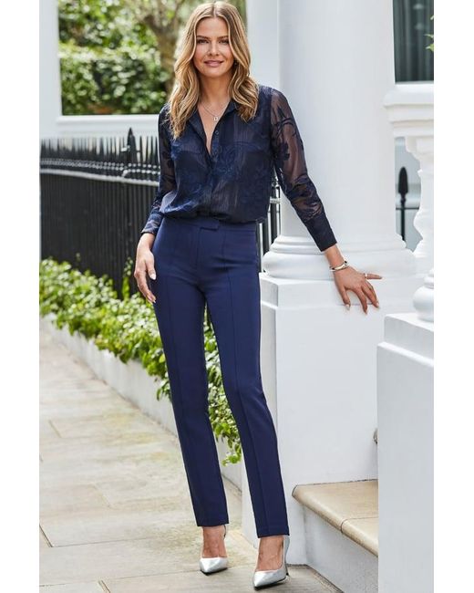 Sosandar Blue Slim Leg Trousers