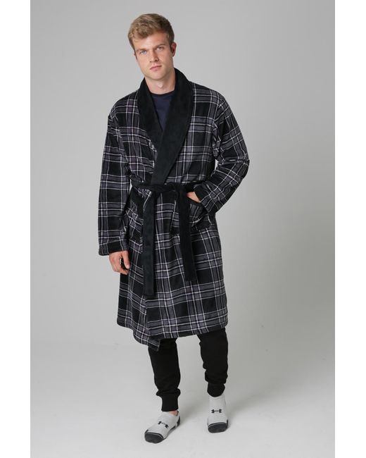 Tokyo Laundry Black Plush Dressing Gown for men