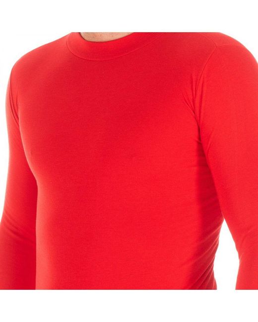 Kisses&Love Red Long-Sleeved T-Shirt With Half-High Collar 1625-H for men