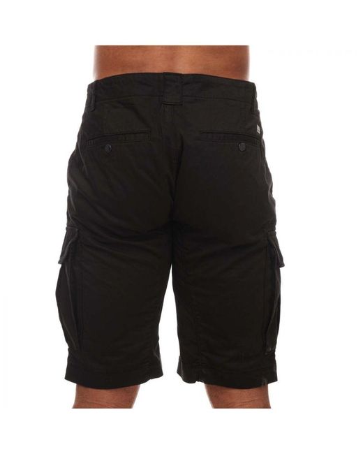 C P Company Black Stretch Sateen Cargo Shorts for men