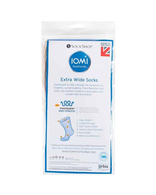 IOMI White Extra Wide Soft Cotton Oedema Socks For Swollen Feet